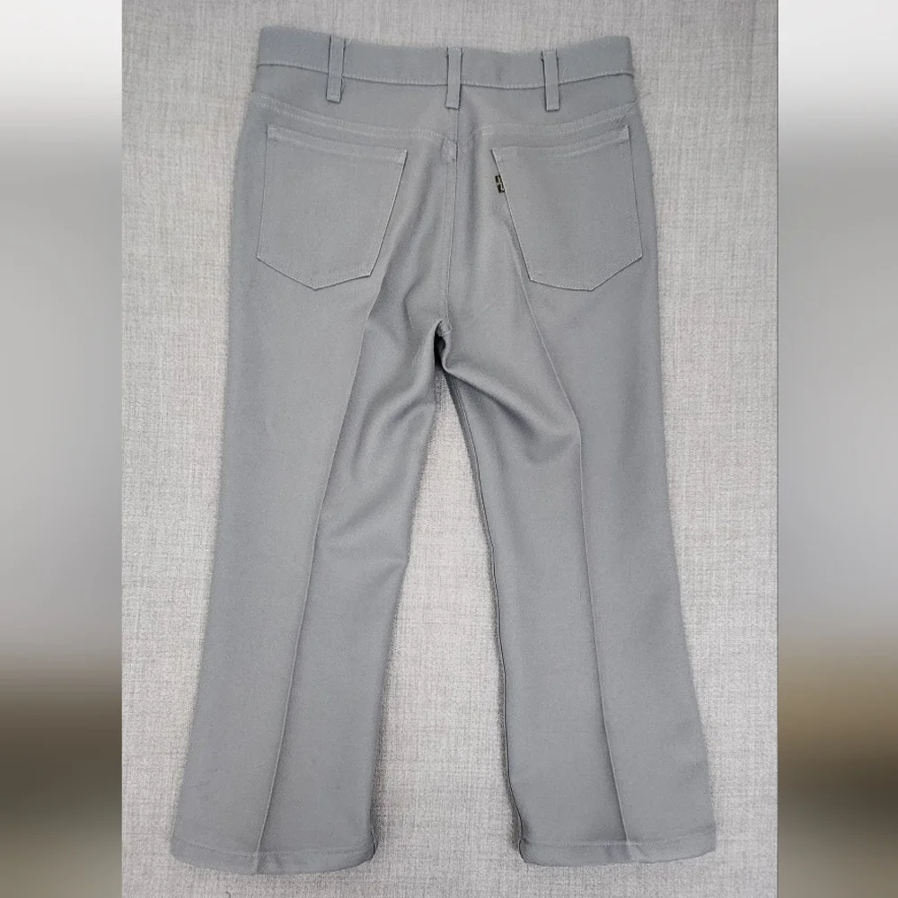 Vintage Levi's Polyester Creased CROPPED Grey Pants. 34 × 24.